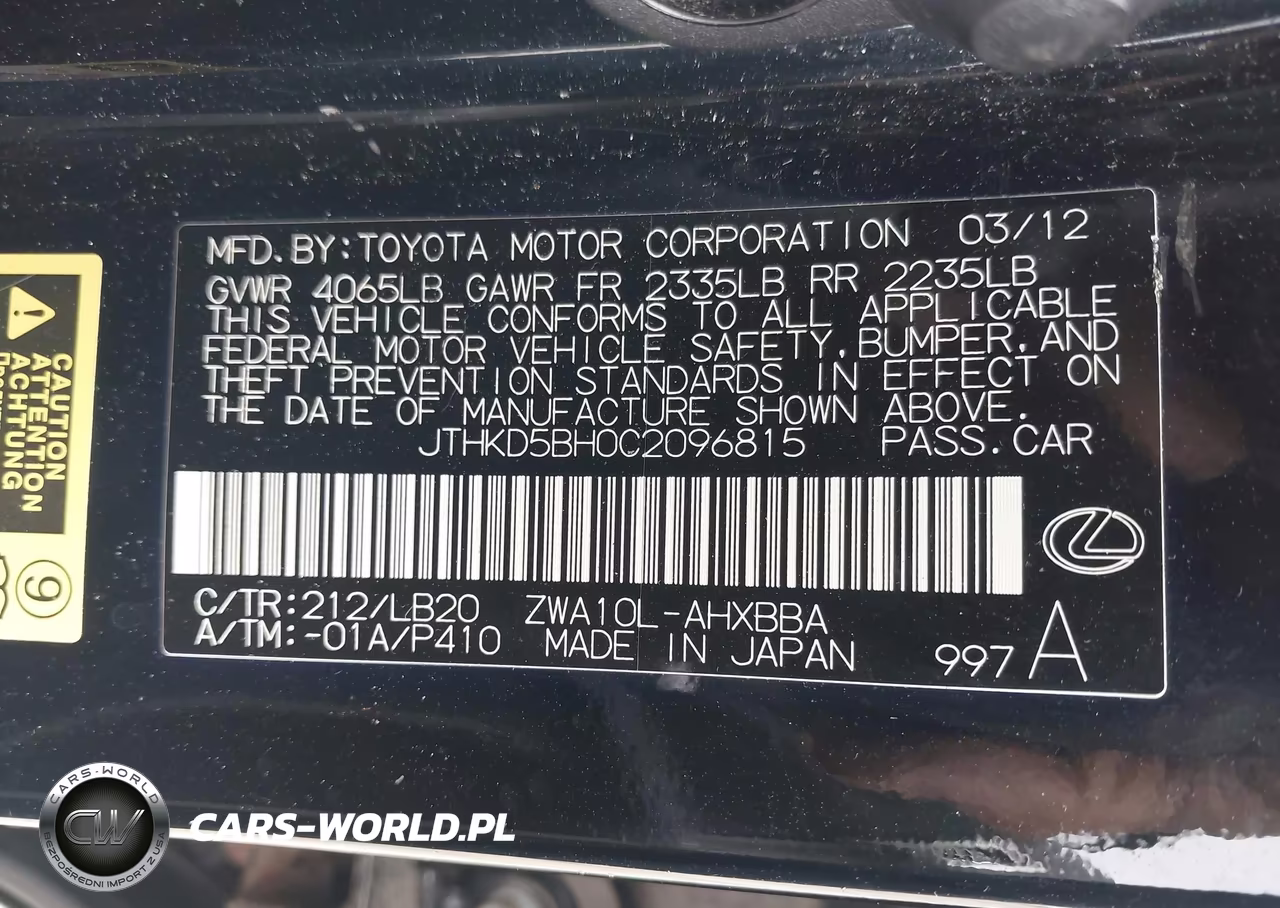 2012 Lexus Ct 200H Premium VIN:JTHKD5BH0C2096815 - 9