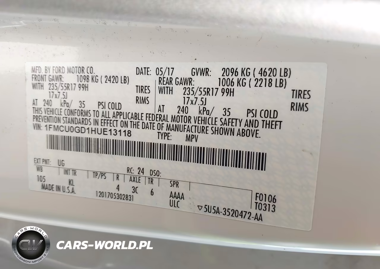 2017 Ford Escape Se VIN:1FMCU0GD1HUE13118 - 9