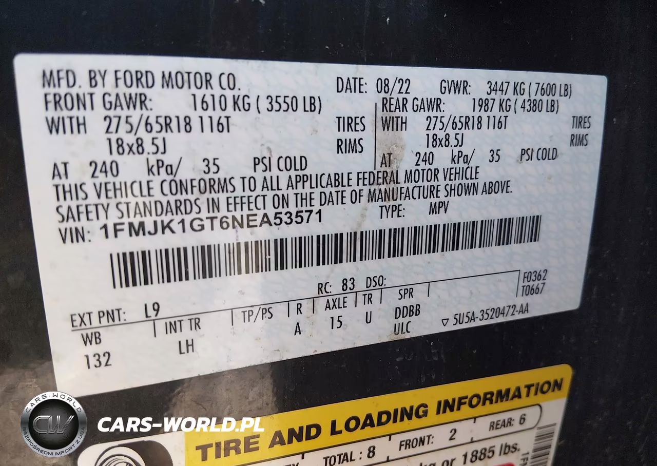 2022 Ford Expedition Xl Max VIN:1FMJK1GT6NEA53571 - 9