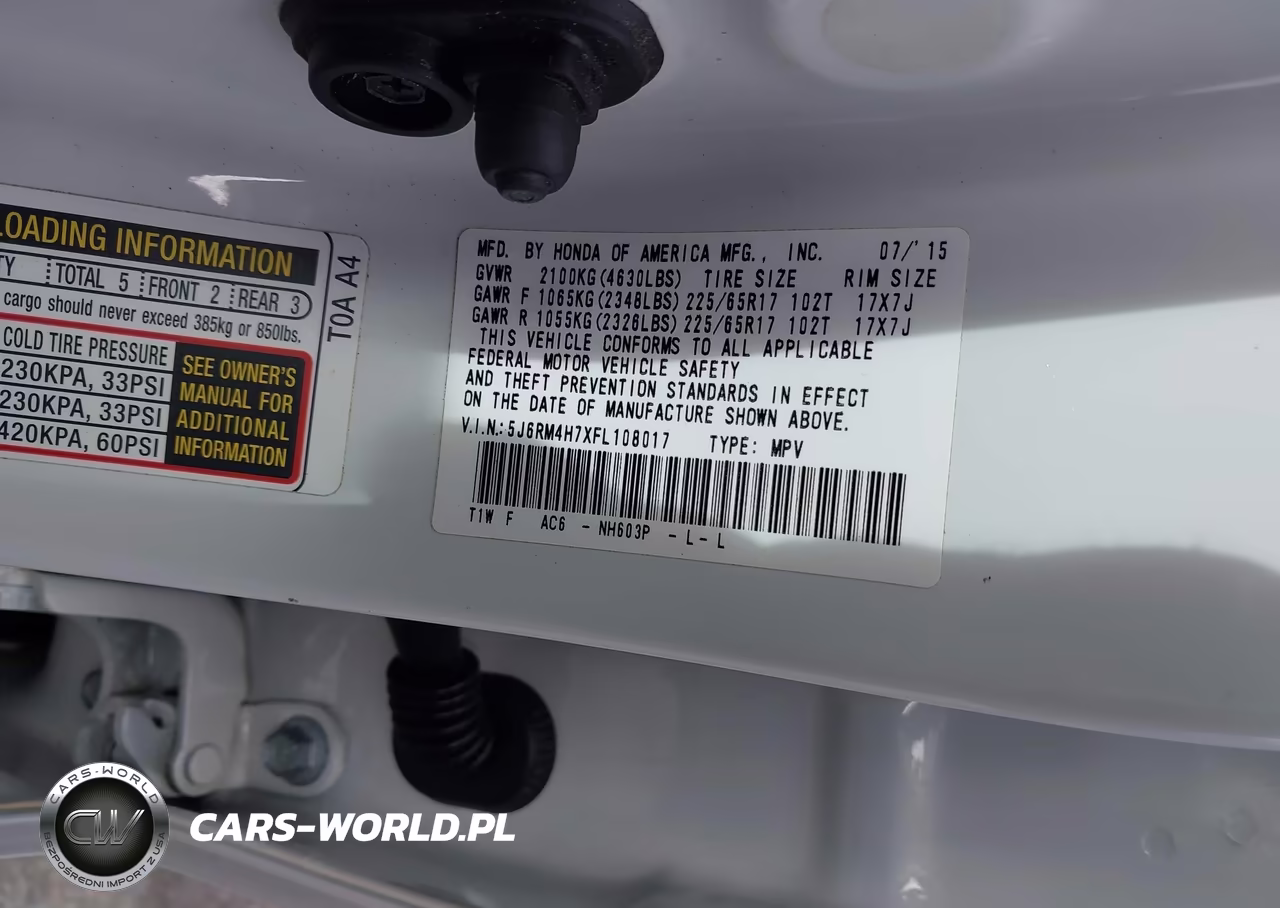 2015 Honda Cr-V Ex-L VIN:5J6RM4H7XFL108017 - 9