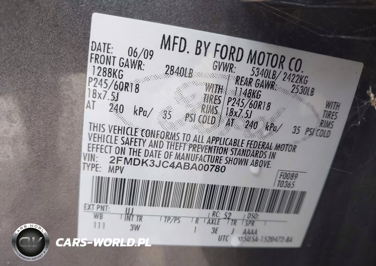 2010 Ford Edge Sel VIN:2FMDK3JC4ABA00780 - 9