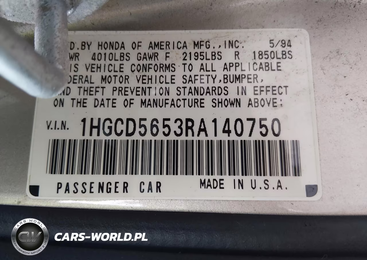 1994 Honda Accord Ex-Ex-R VIN:1HGCD5653RA140750 - 9