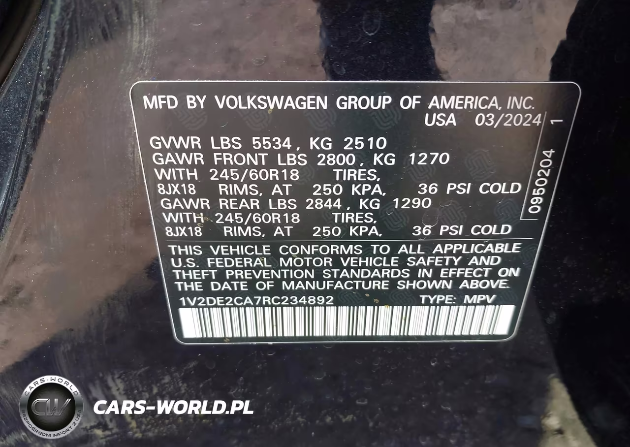 2024 Volkswagen Atlas Cross Sport 2.0T Se VIN:1V2DE2CA7RC234892 - 9