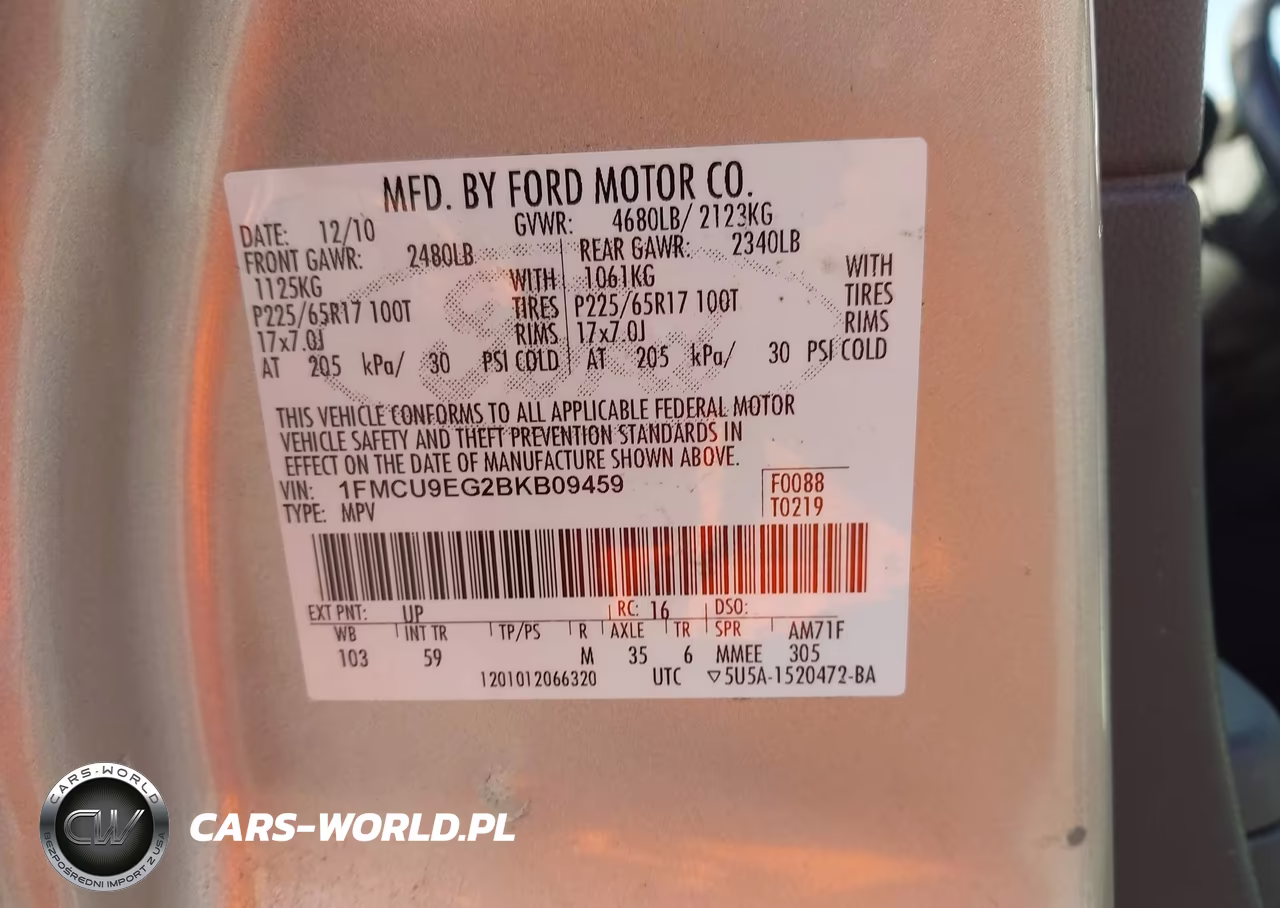 2011 Ford Escape Limited VIN:1FMCU9EG2BKB09459 - 9