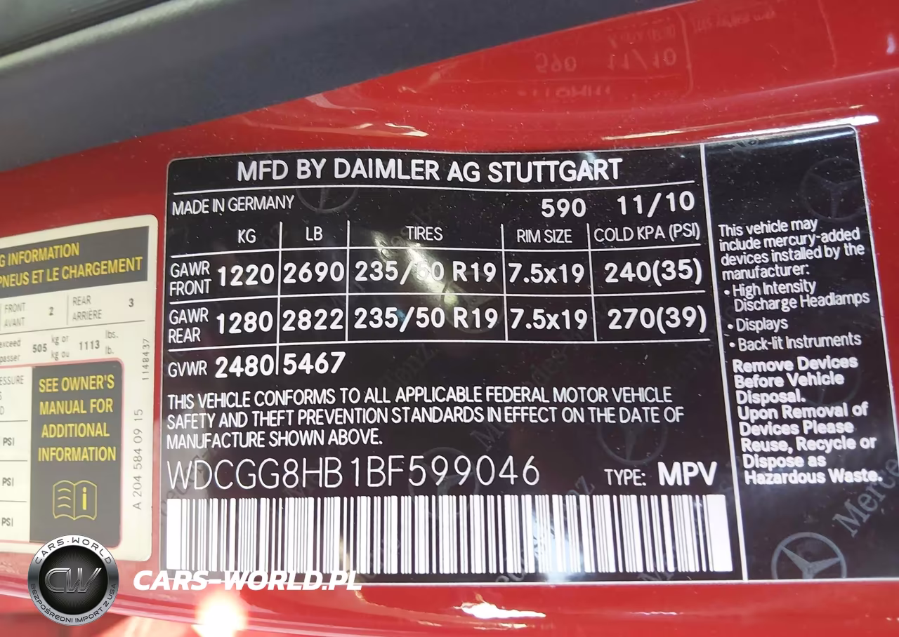 2011 Mercedes-Benz Glk 350 4Matic VIN:WDCGG8HB1BF599046 - 9