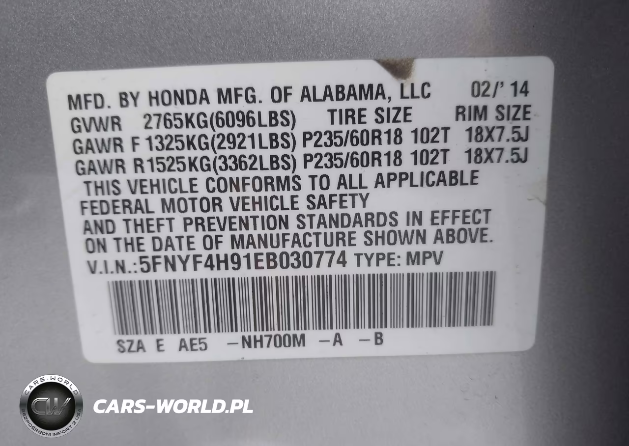 2014 Honda Pilot Touring VIN:5FNYF4H91EB030774 - 9
