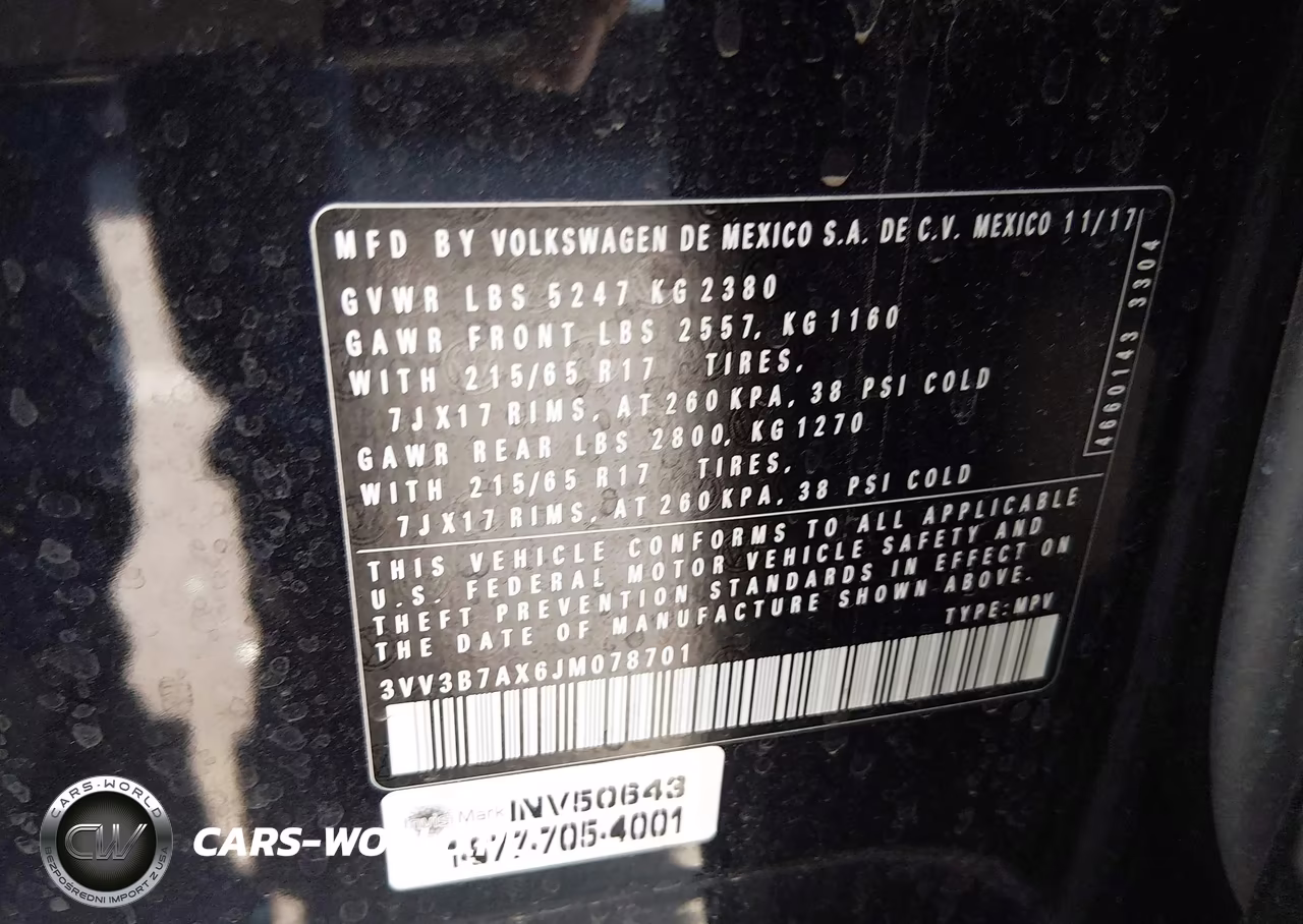 2018 Volkswagen Tiguan 2.0T Se-2.0T Sel VIN:3VV3B7AX6JM078701 - 9
