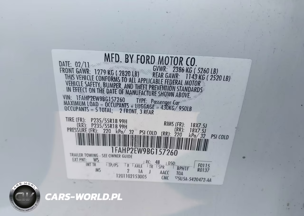 2011 Ford Taurus Sel VIN:1FAHP2EW9BG157260 - 9