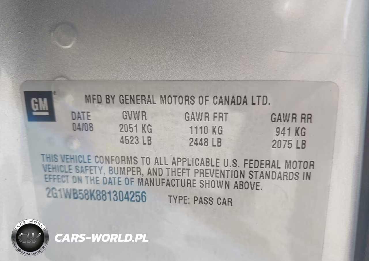 2008 Chevrolet Impala Ls VIN:2G1WB58K881304256 - 9