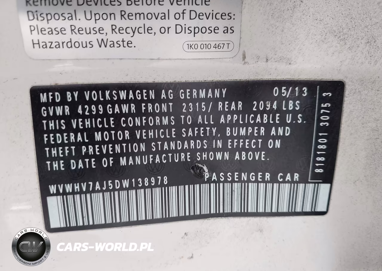 2013 Volkswagen Gti Drivers Edition VIN:WVWHV7AJ5DW138978 - 9
