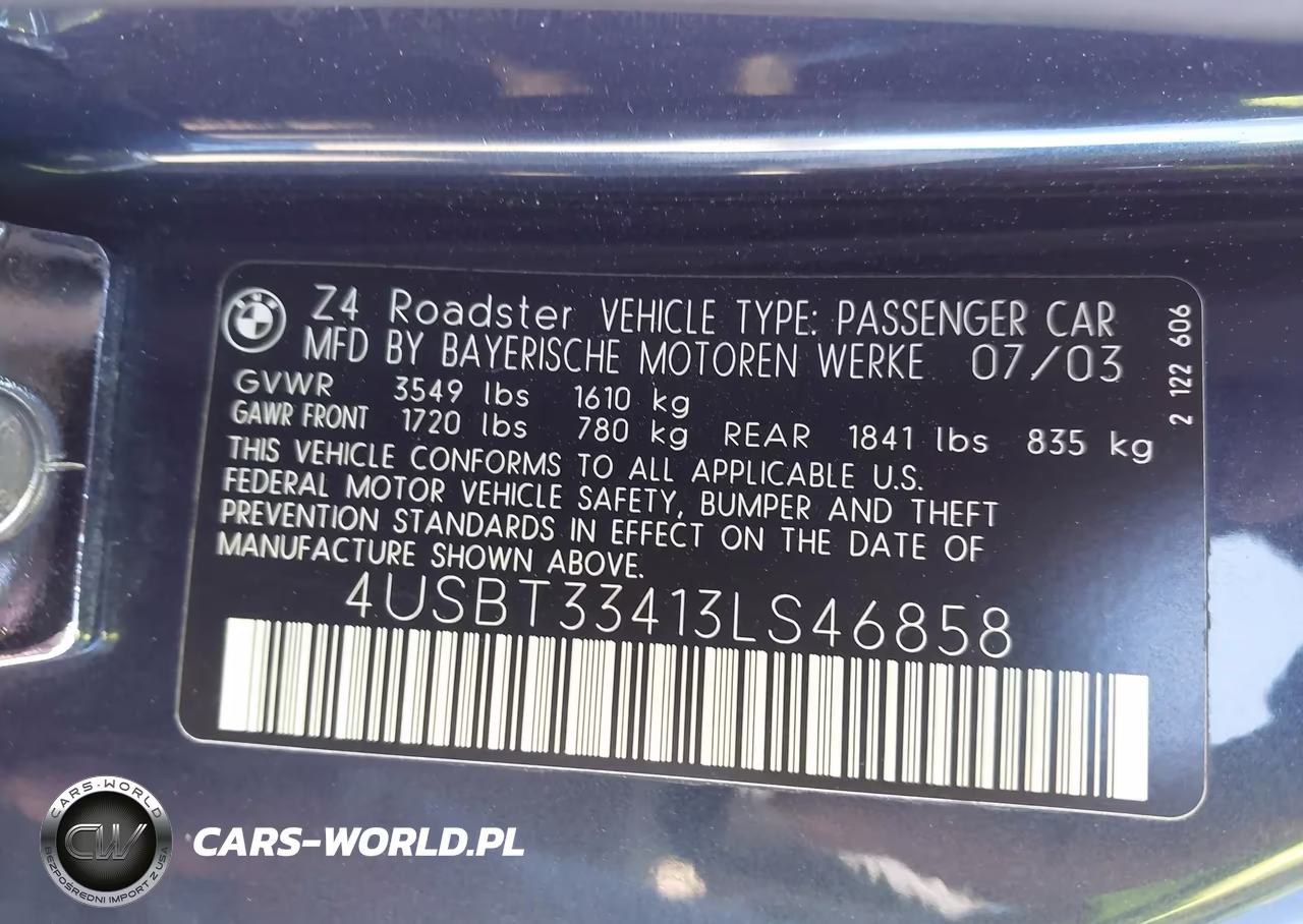 2003 BMW Z4 2.5I VIN:4USBT33413LS46858 - 9