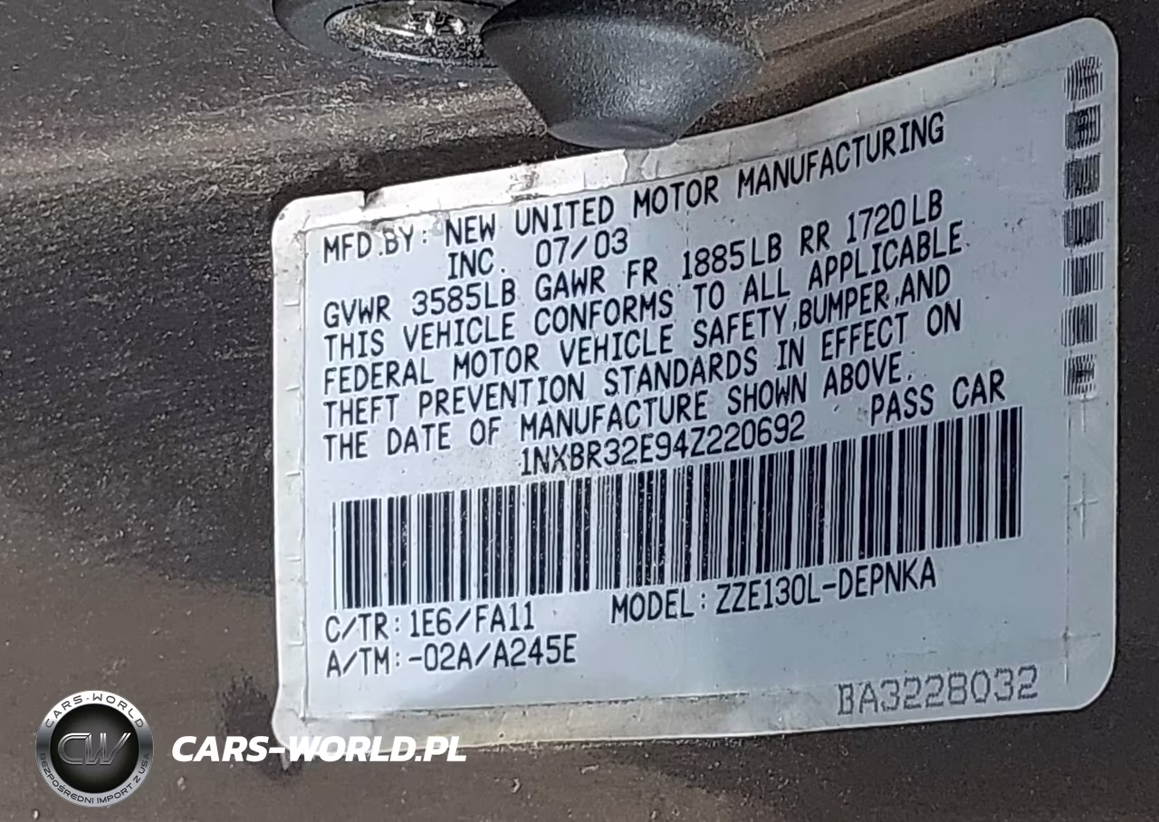 2004 Toyota Corolla Le VIN:1NXBR32E94Z220692 - 9
