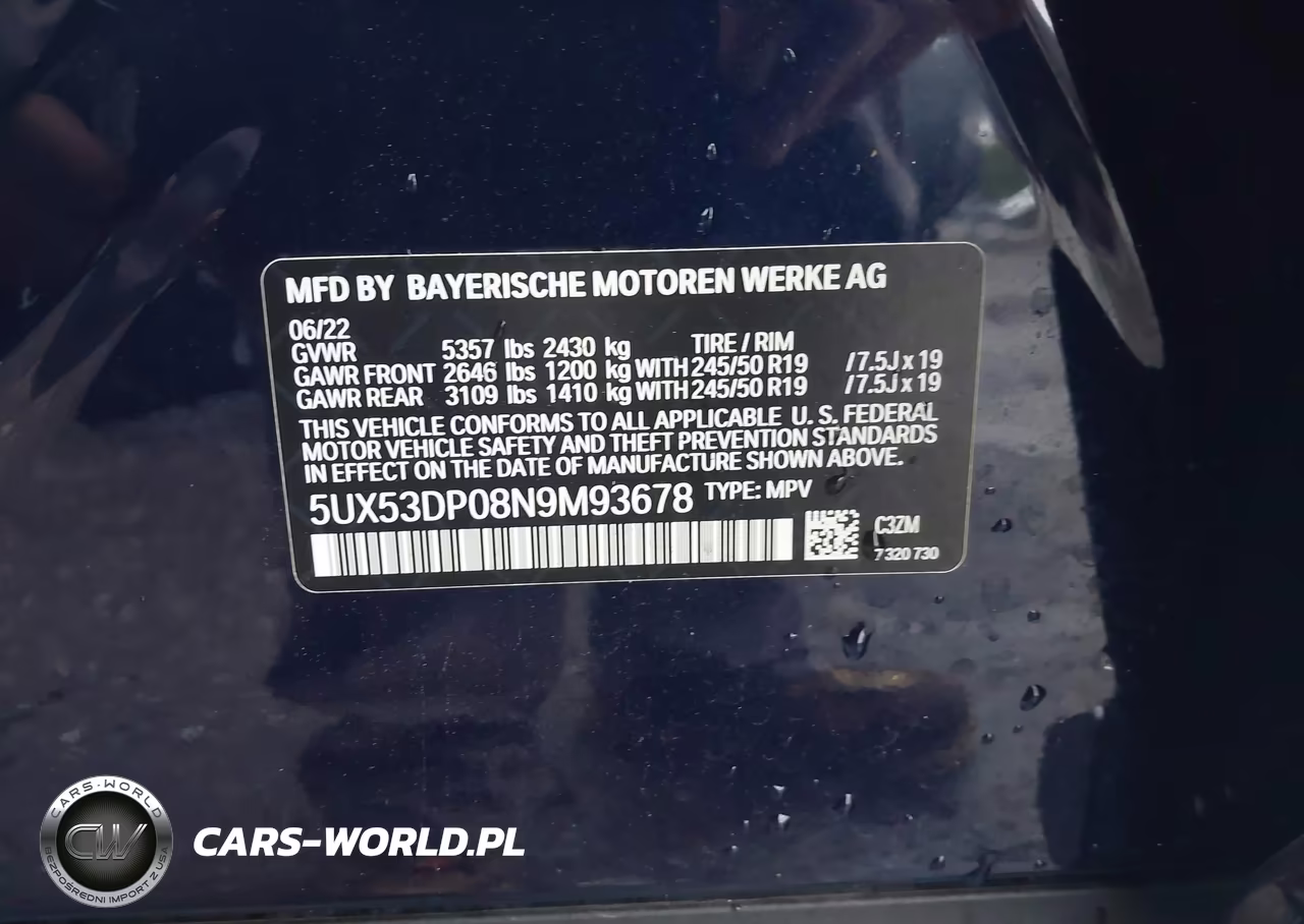2022 BMW X3 xDrive30I VIN:5UX53DP08N9M93678 - 9
