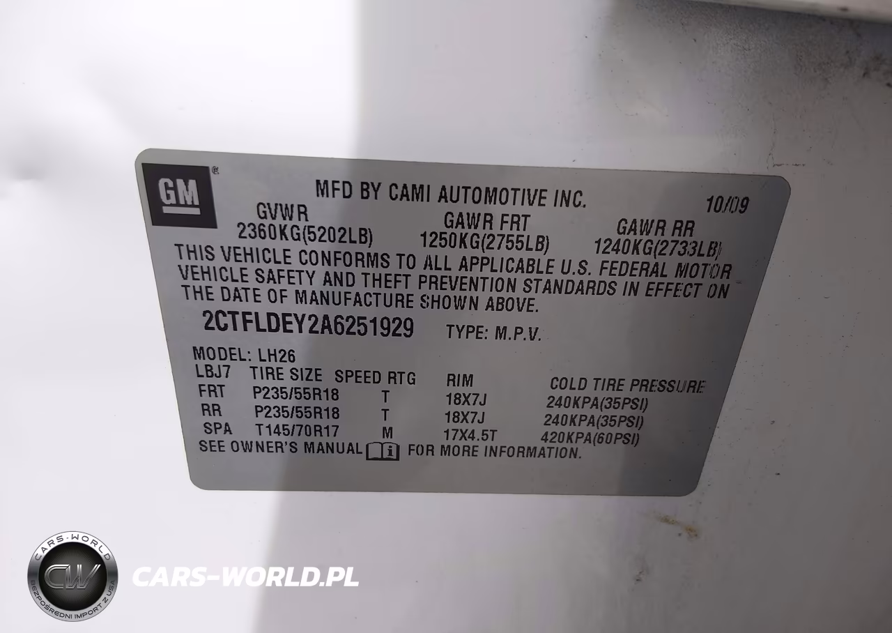 2010 GMC Terrain Sle-2 VIN:2CTFLDEY2A6251929 - 9