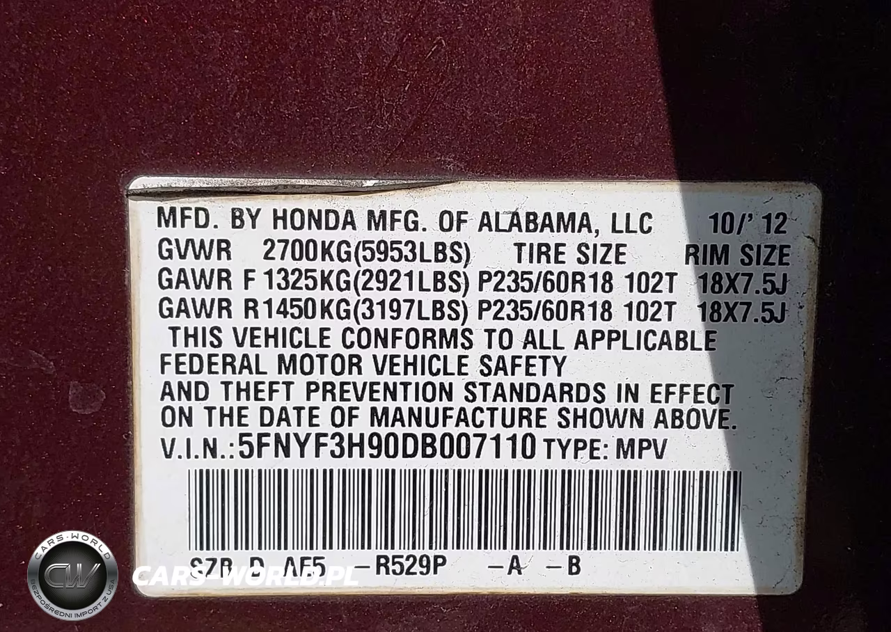 2013 Honda Pilot Touring VIN:5FNYF3H90DB007110 - 9
