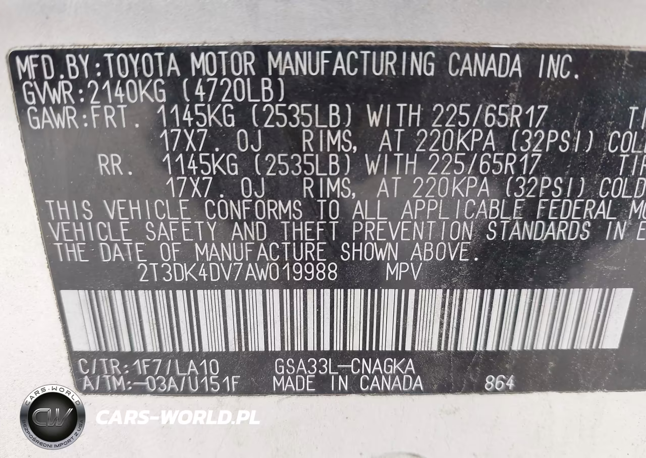 2010 Toyota Rav4 Limited V6 VIN:2T3DK4DV7AW019988 - 9