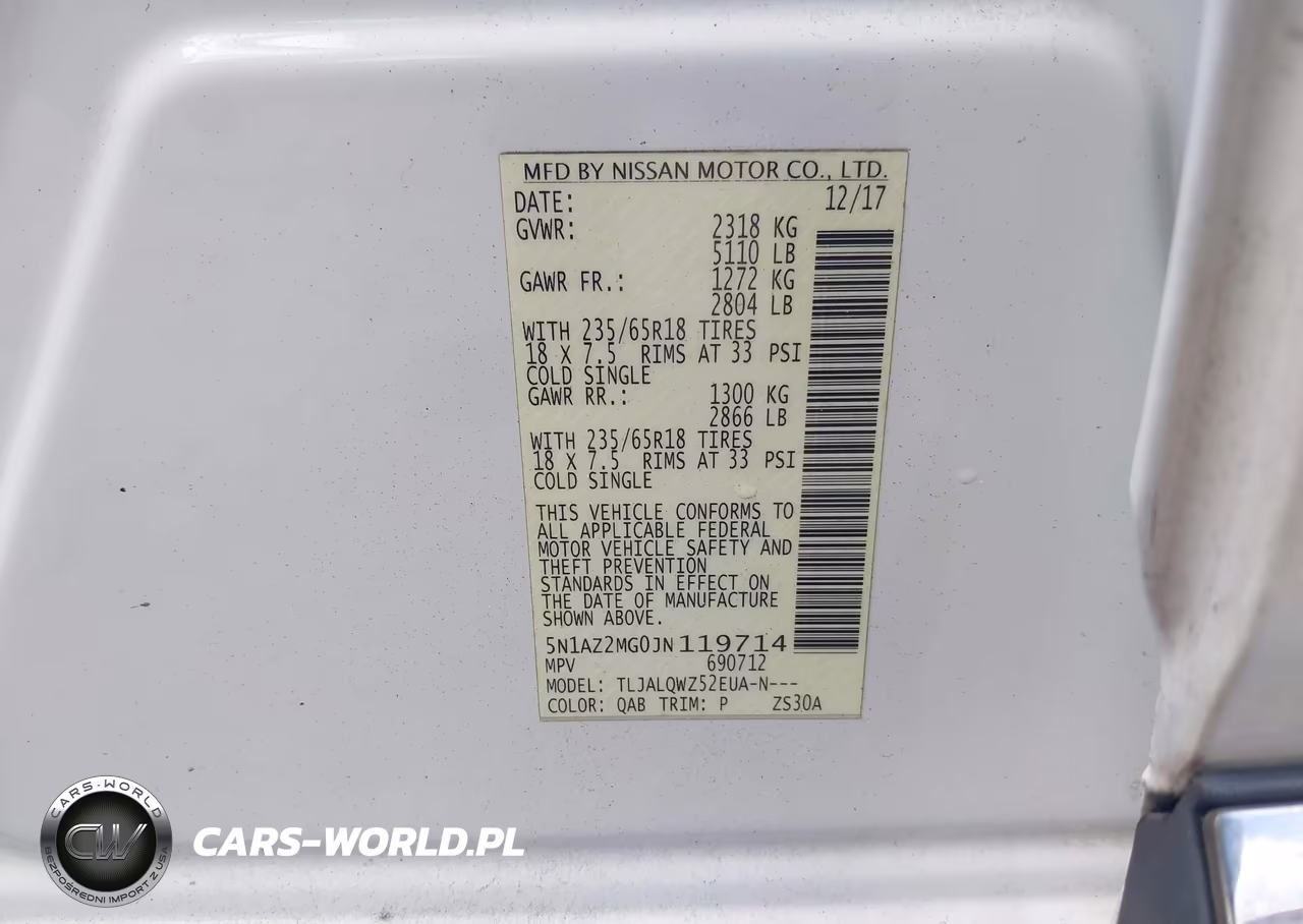 2018 Nissan Murano Sv VIN:5N1AZ2MG0JN119714 - 9