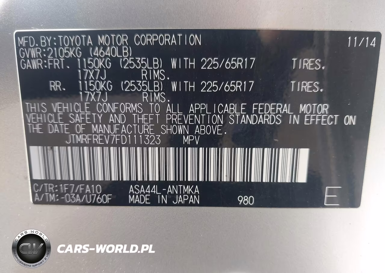 2015 Toyota Rav4 Xle VIN:JTMRFREV7FD111323 - 9