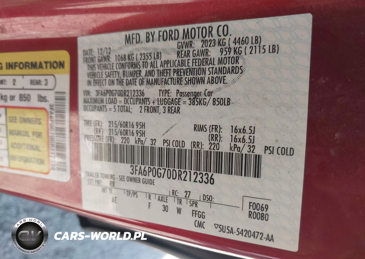 2013 Ford Fusion S VIN:3FA6P0G70DR212336 - 9