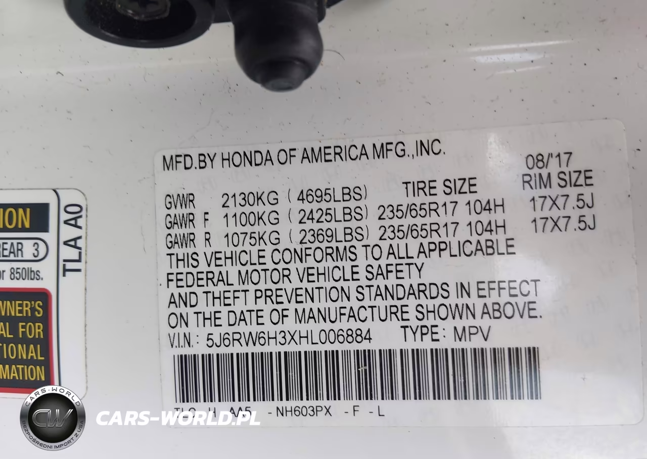 2017 Honda Cr-V Lx VIN:5J6RW6H3XHL006884 - 9