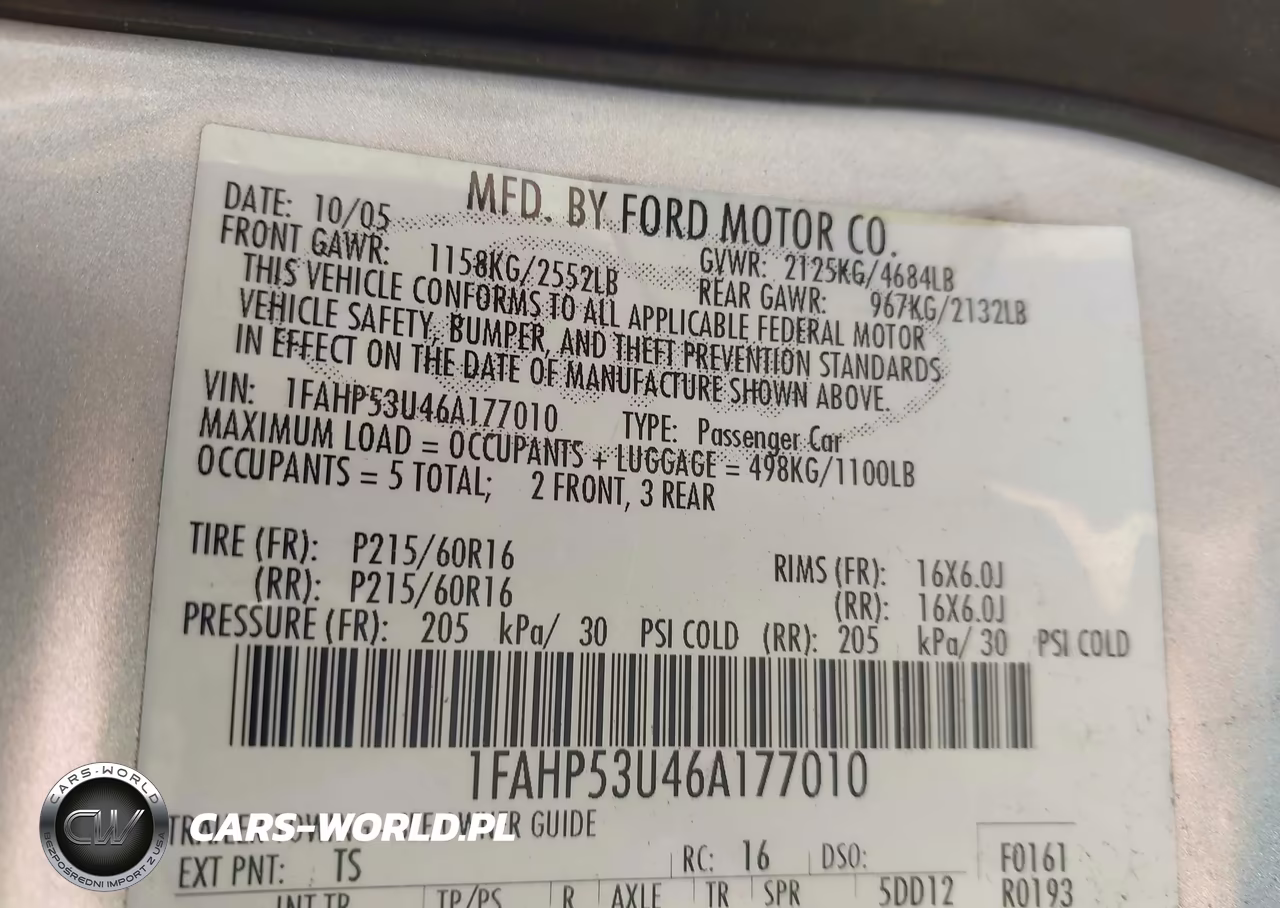 2006 Ford Taurus Se VIN:1FAHP53U46A177010 - 9