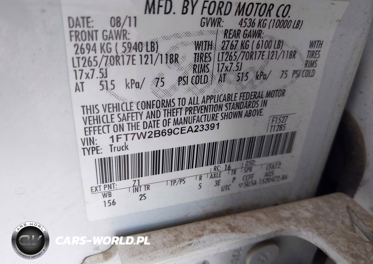 2012 Ford F-250 Xlt VIN:1FT7W2B69CEA23391 - 9
