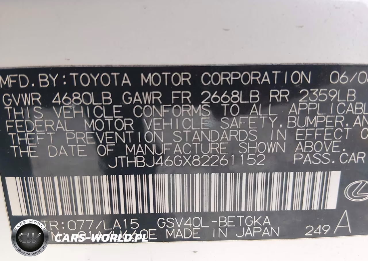 2008 Lexus Es 350 VIN:JTHBJ46GX82261152 - 9