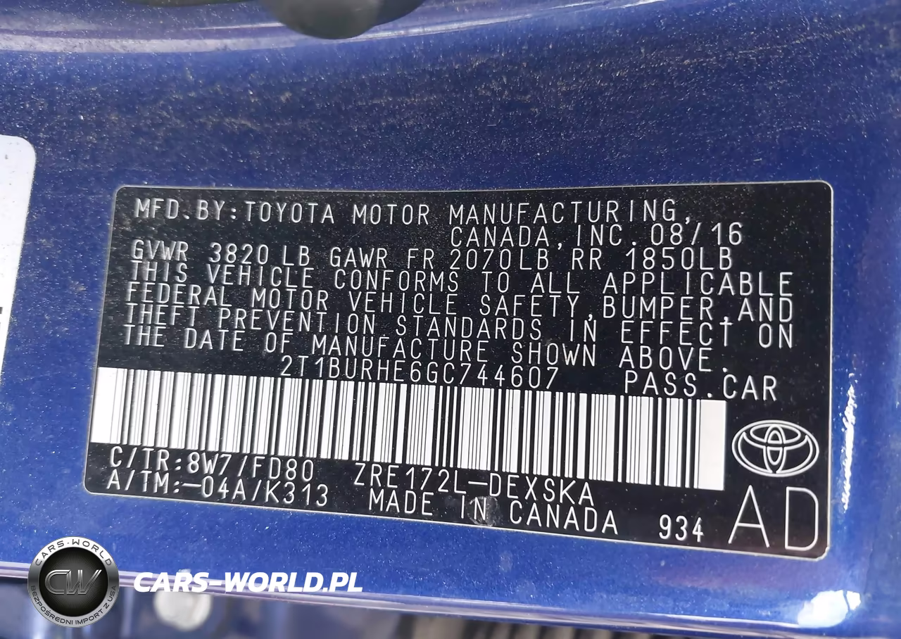 2016 Toyota Corolla S Plus VIN:2T1BURHE6GC744607 - 9