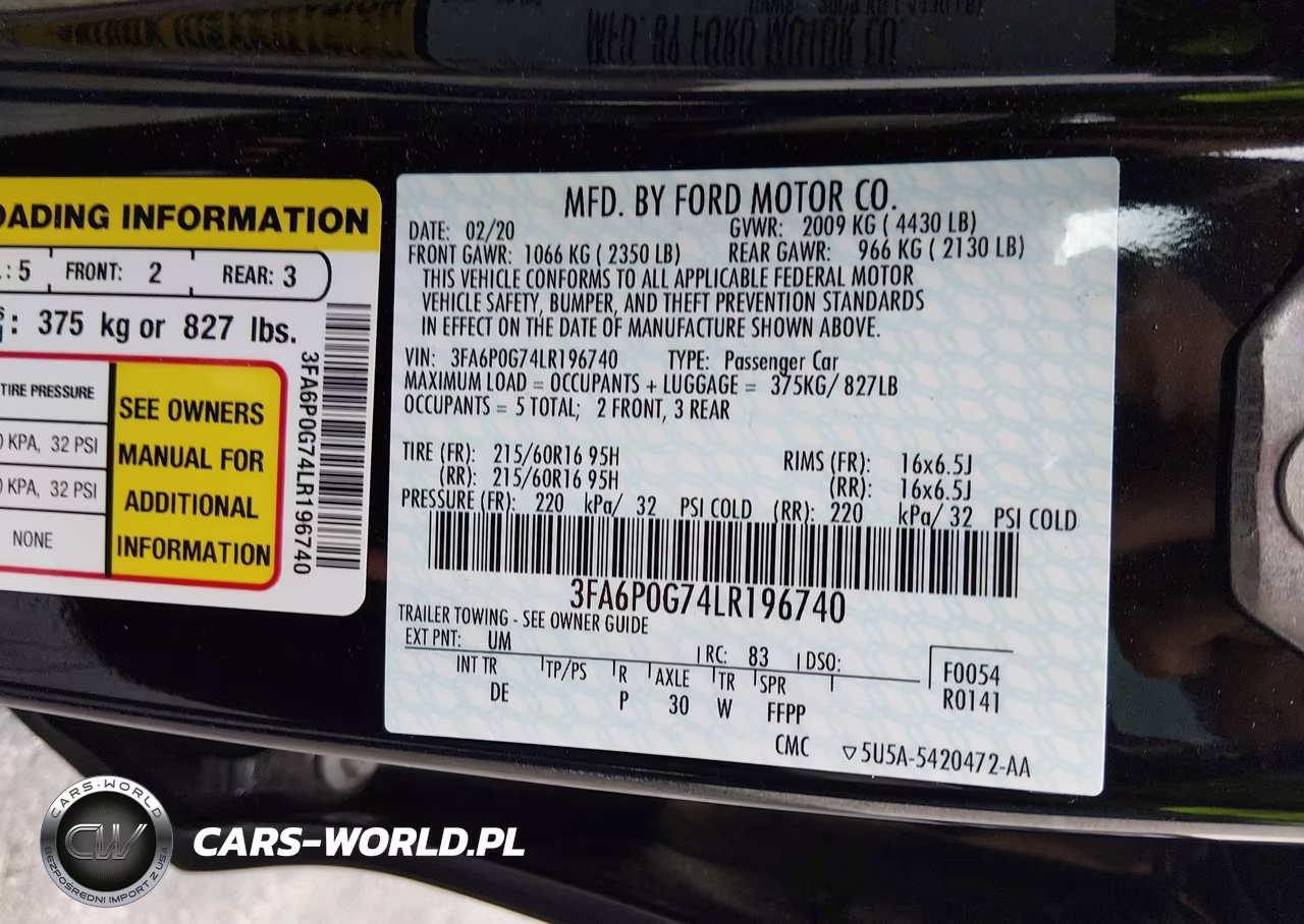 2020 Ford Fusion S VIN:3FA6P0G74LR196740 - 9