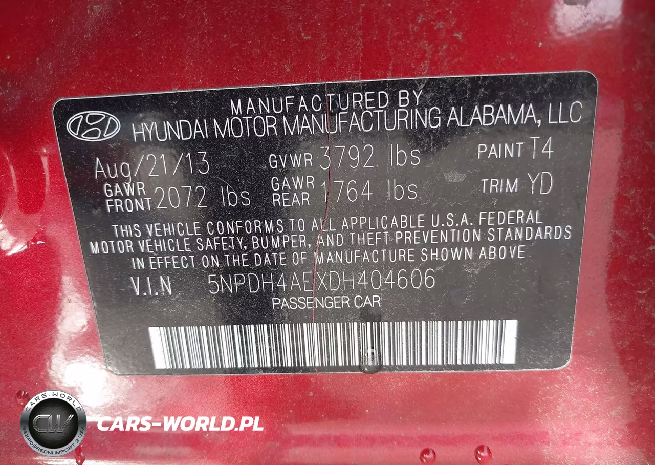 2013 Hyundai Elantra Gls VIN:5NPDH4AEXDH404606 - 9