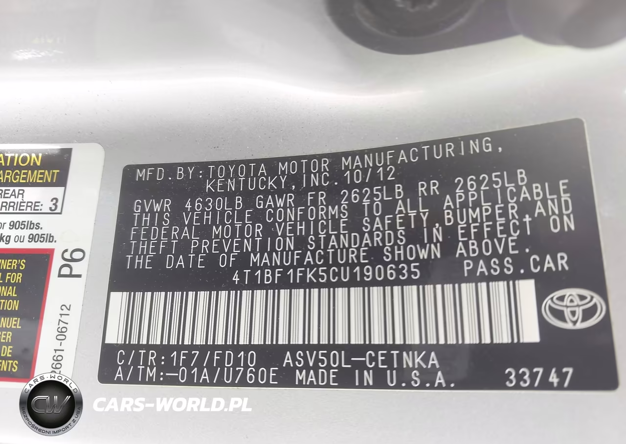 2012 Toyota Camry Le VIN:4T1BF1FK5CU190635 - 9