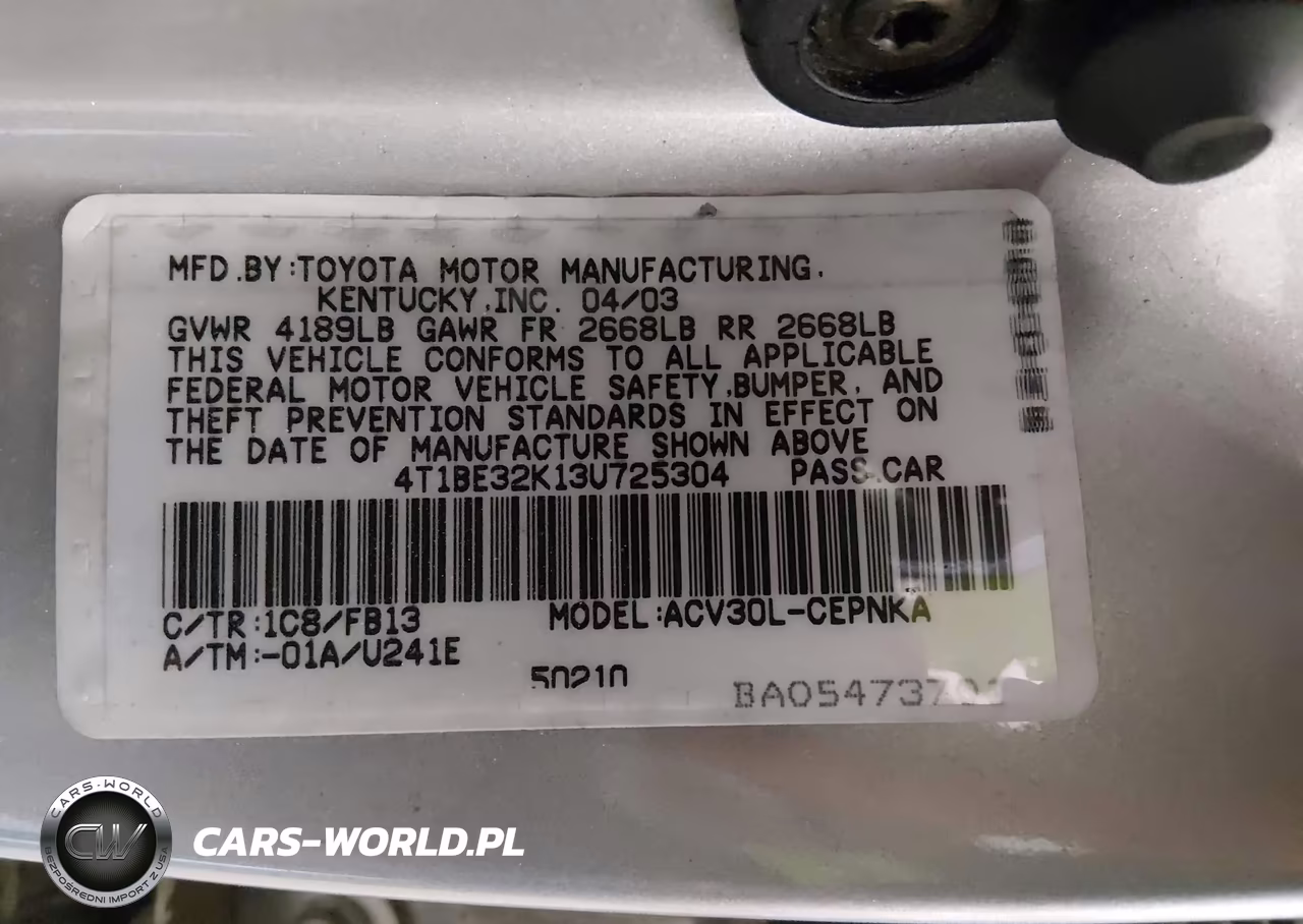 2003 Toyota Camry Le-Xle-Se VIN:4T1BE32K13U725304 - 9