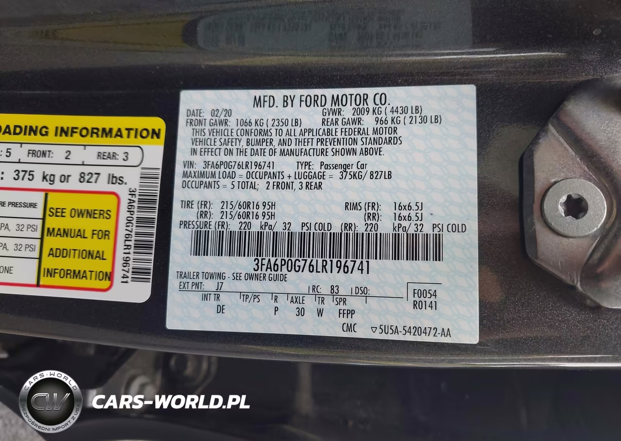 2020 Ford Fusion S VIN:3FA6P0G76LR196741 - 9