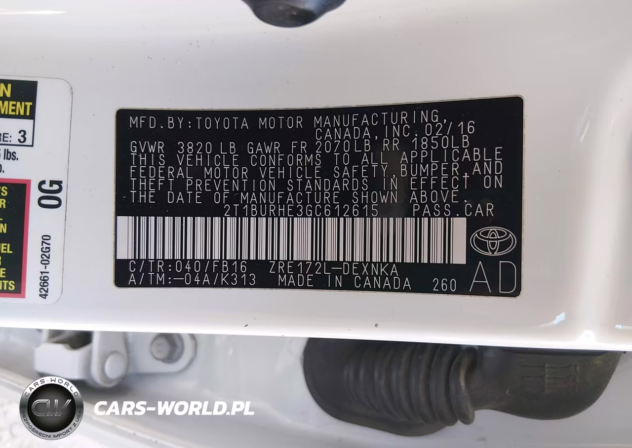 2016 Toyota Corolla Le VIN:2T1BURHE3GC612615 - 9