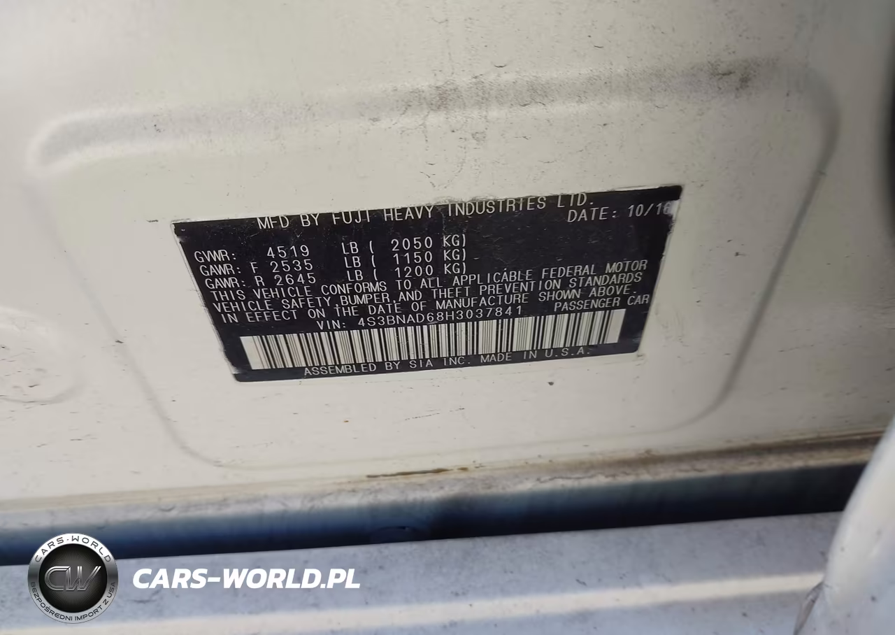 2017 Subaru Legacy 2.5I Premium VIN:4S3BNAD68H3037841 - 9