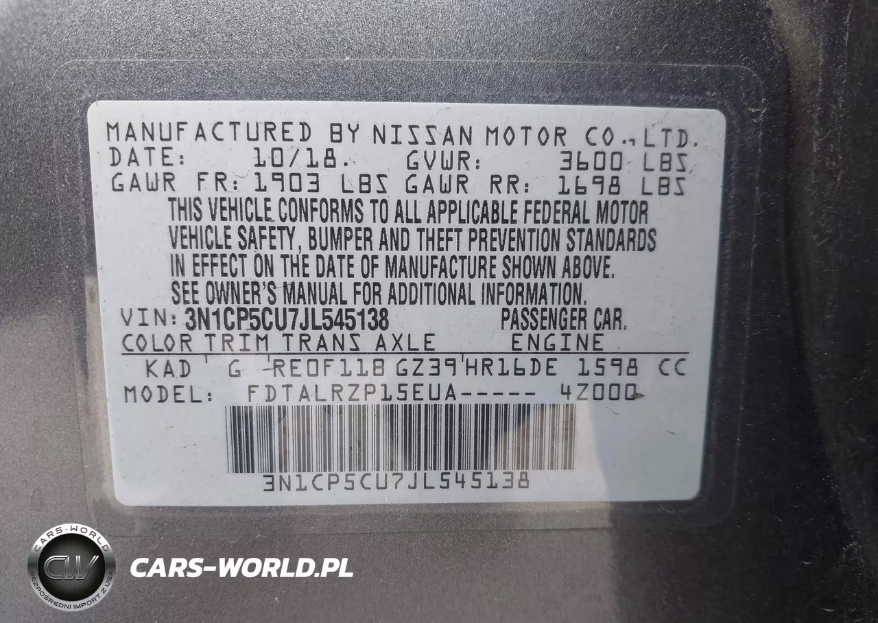 2018 Nissan Kicks S VIN:3N1CP5CU7JL545138 - 9