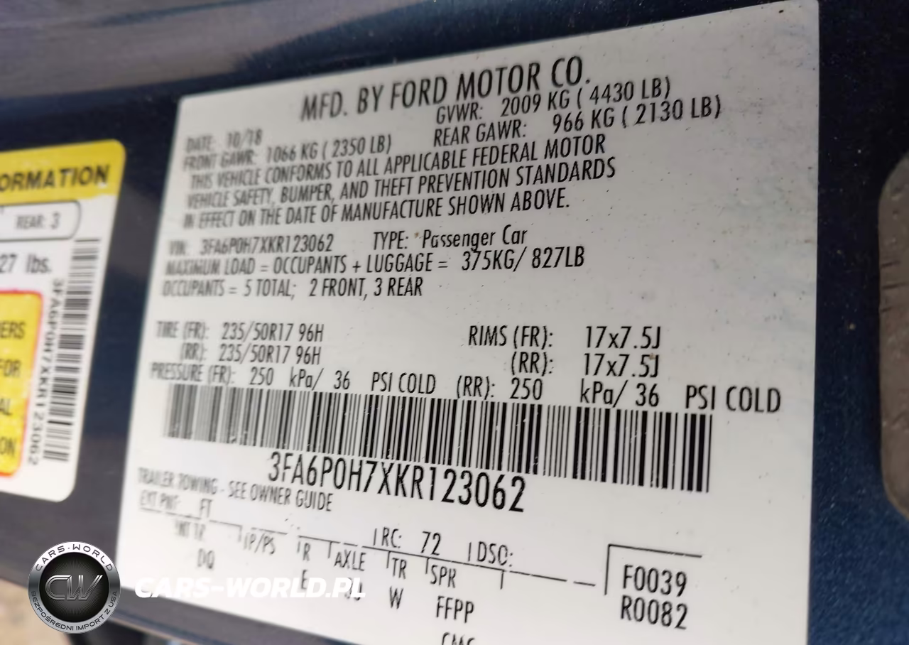 2019 Ford Fusion Se VIN:3FA6P0H7XKR123062 - 9