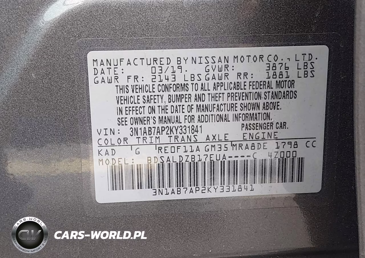 2019 Nissan Sentra Sv VIN:3N1AB7AP2KY331841 - 9