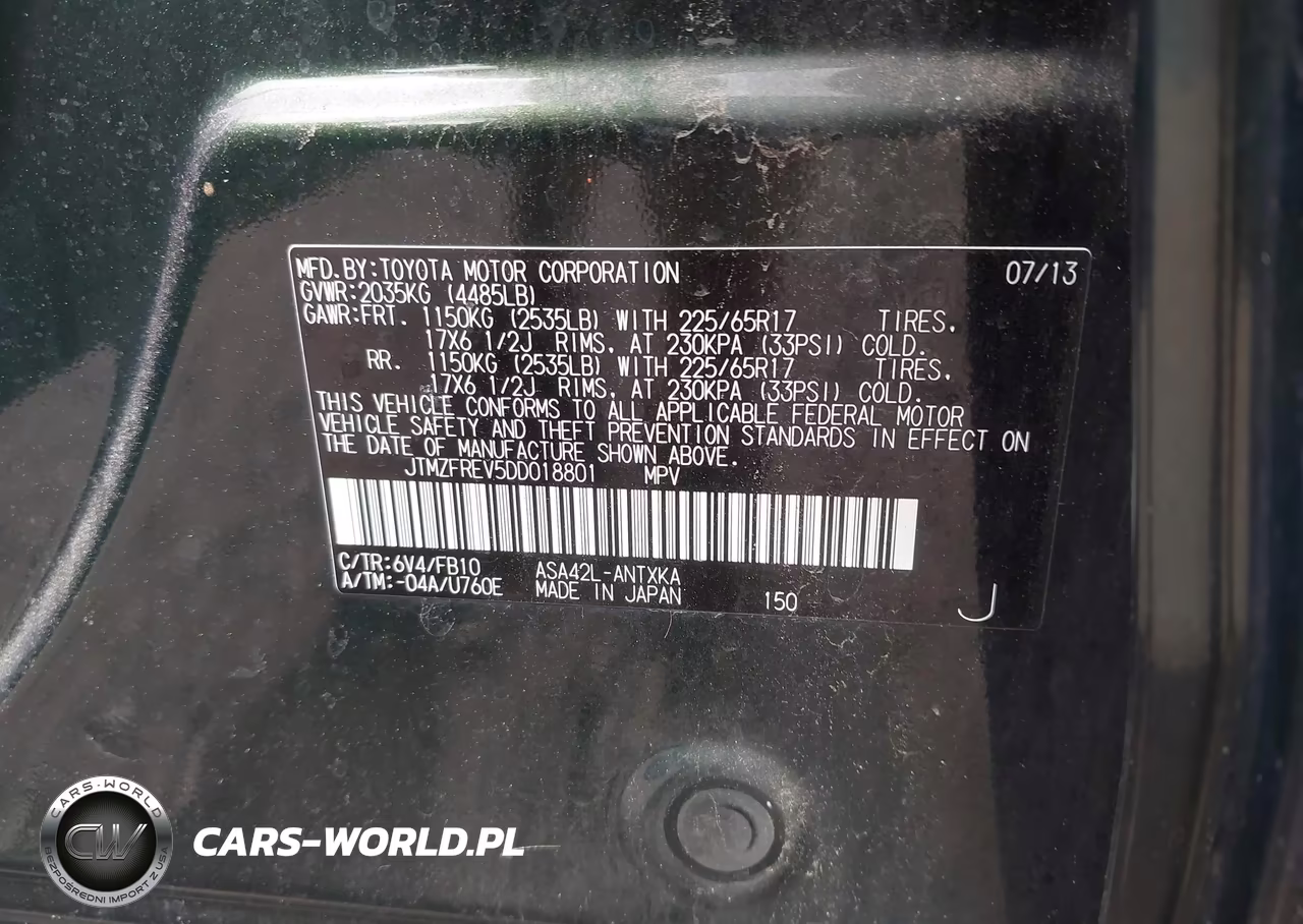 2013 Toyota Rav4 Le VIN:JTMZFREV5DD018801 - 9