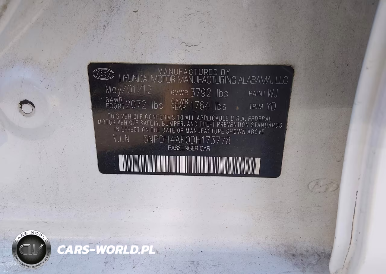 2013 Hyundai Elantra Gls VIN:5NPDH4AE0DH173778 - 9