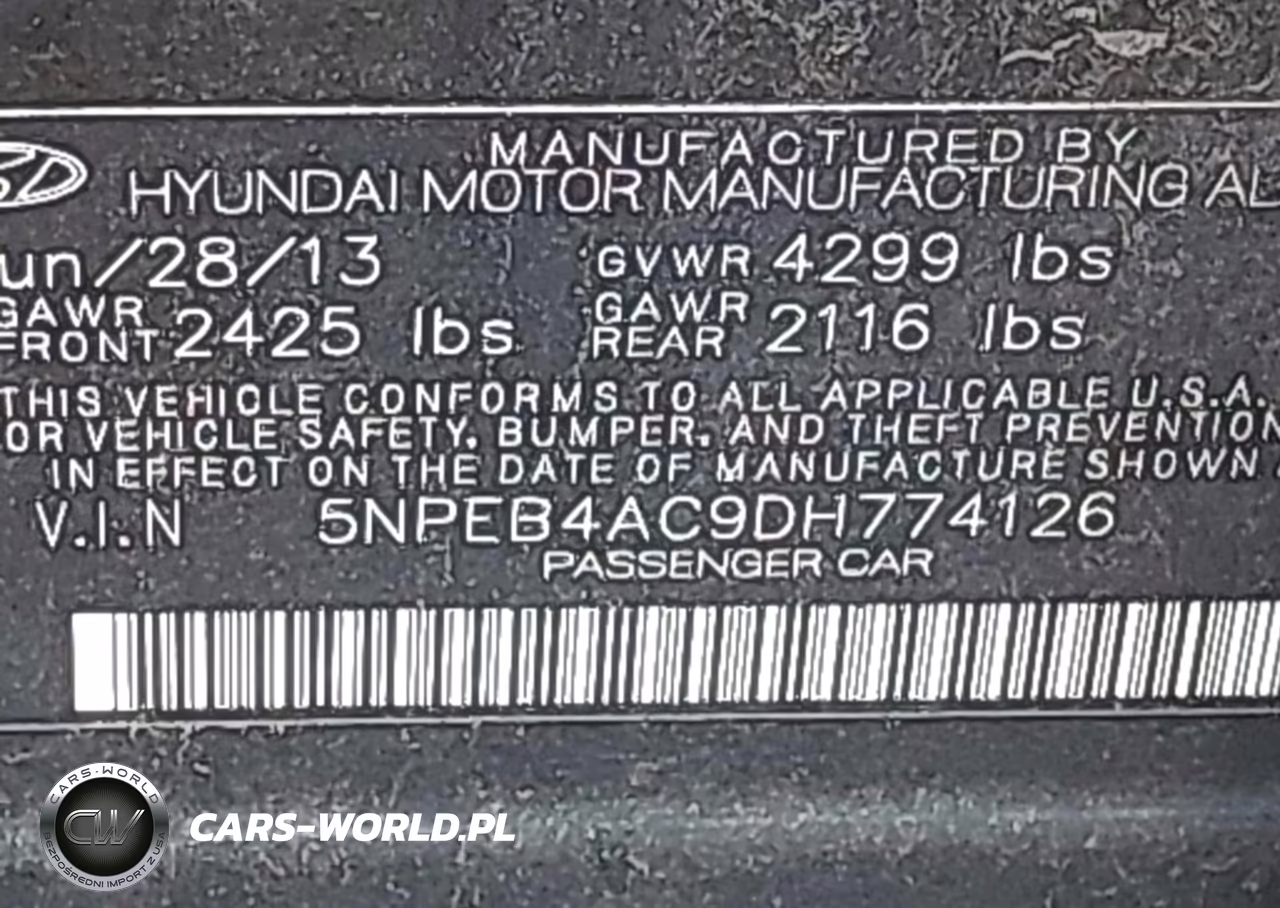 2013 Hyundai Sonata Gls VIN:5NPEB4AC9DH774126 - 9