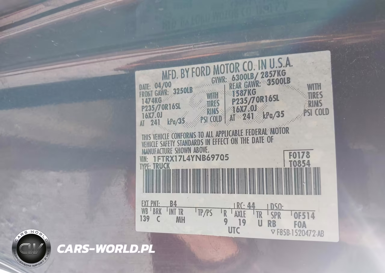 2000 Ford F-150 Lariat-Work Series-Xl-Xlt VIN:1FTRX17L4YNB69705 - 9