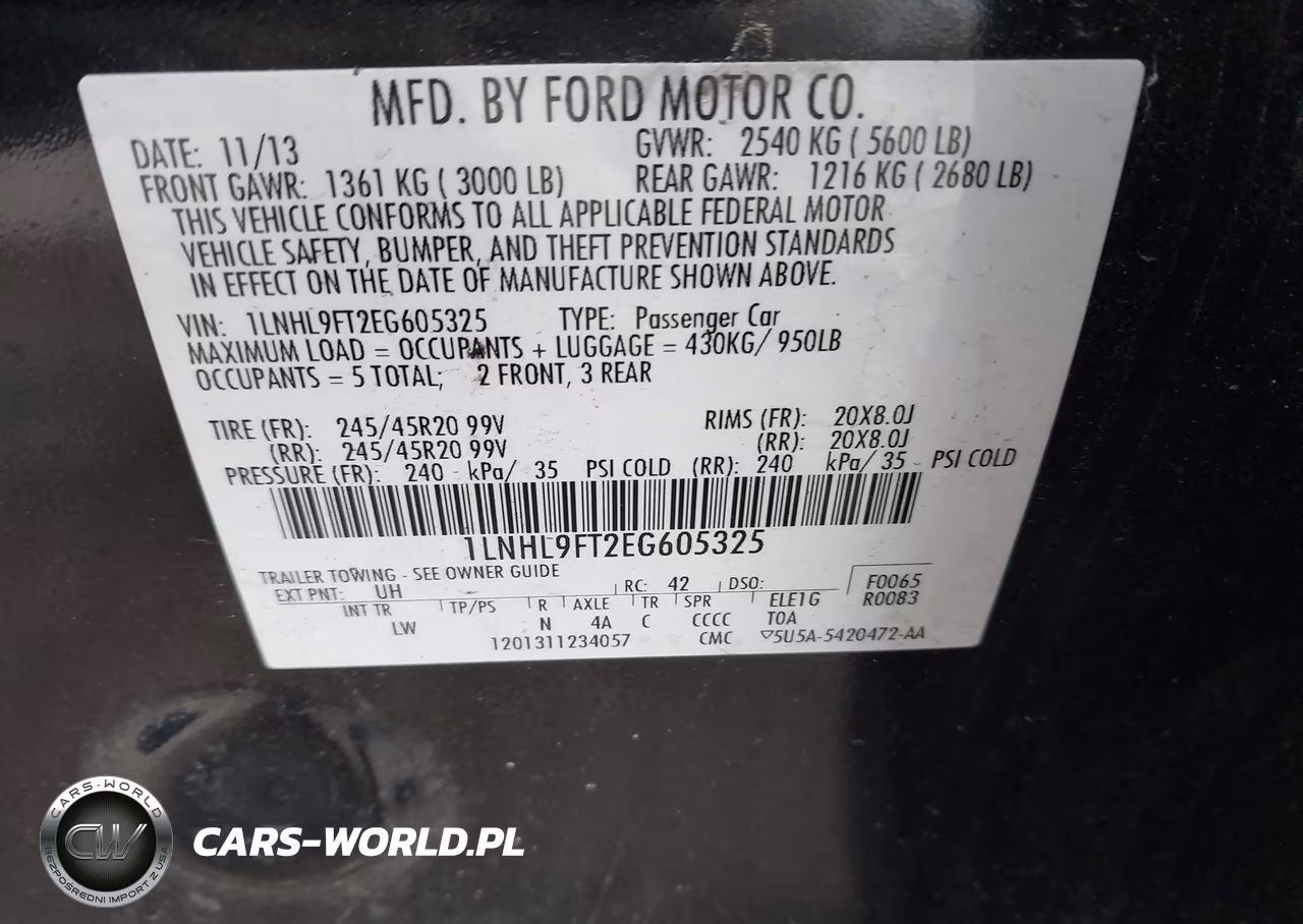 2014 Lincoln Mks Ecoboost VIN:1LNHL9FT2EG605325 - 9