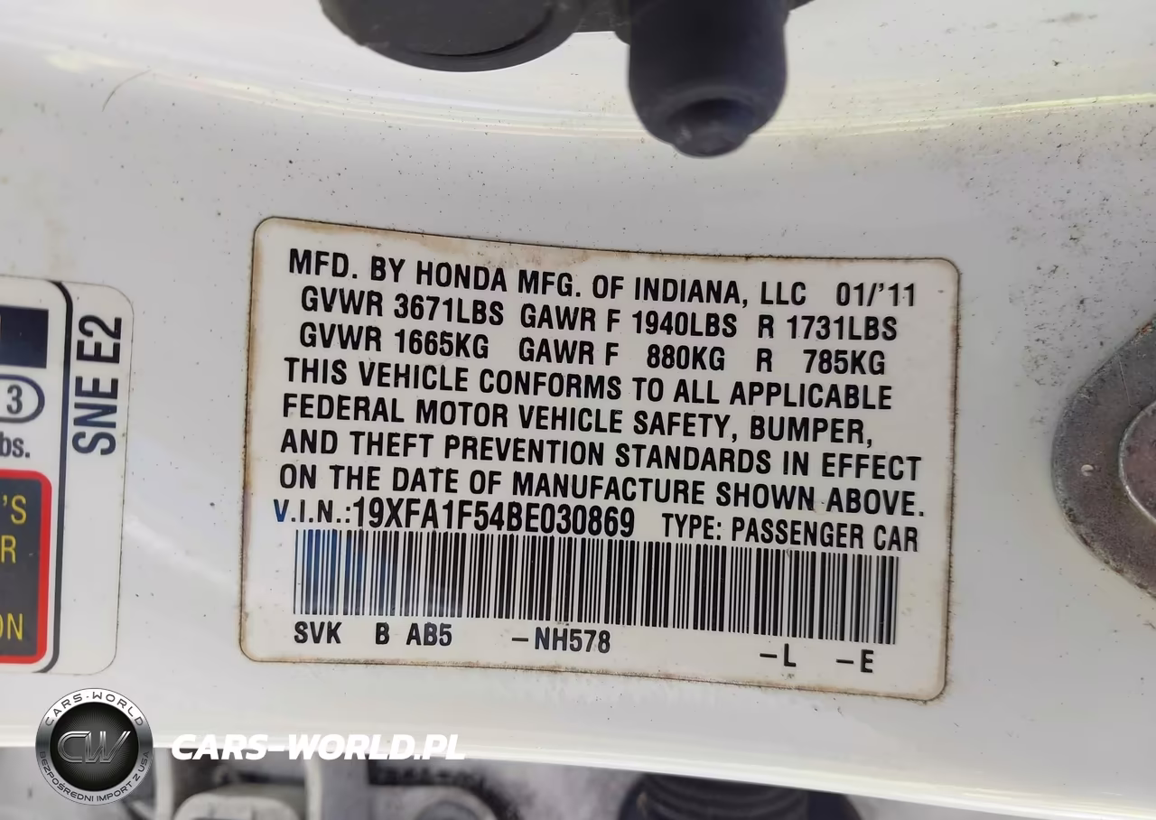 2011 Honda Civic Lx VIN:19XFA1F54BE030869 - 9