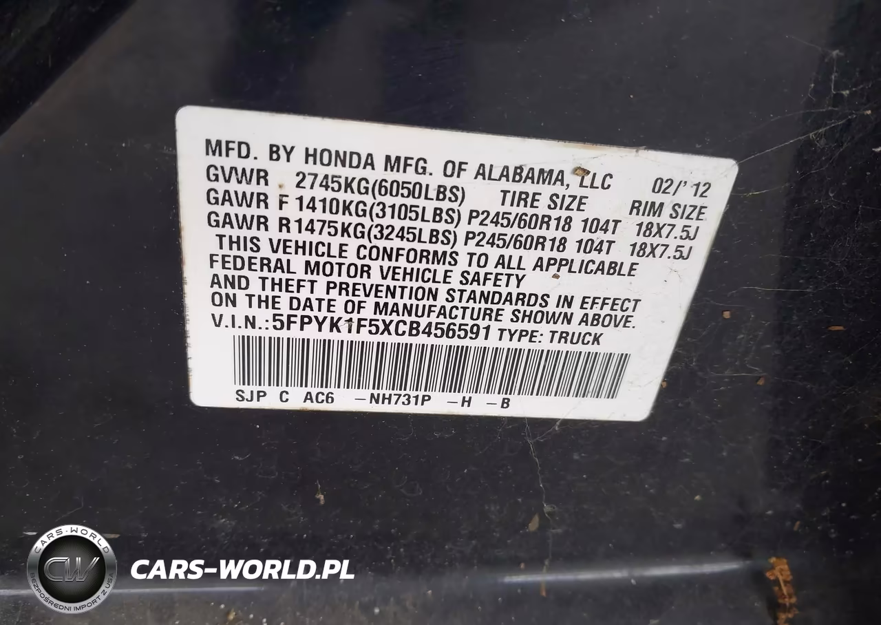 2012 Honda Ridgeline Rtl VIN:5FPYK1F5XCB456591 - 9