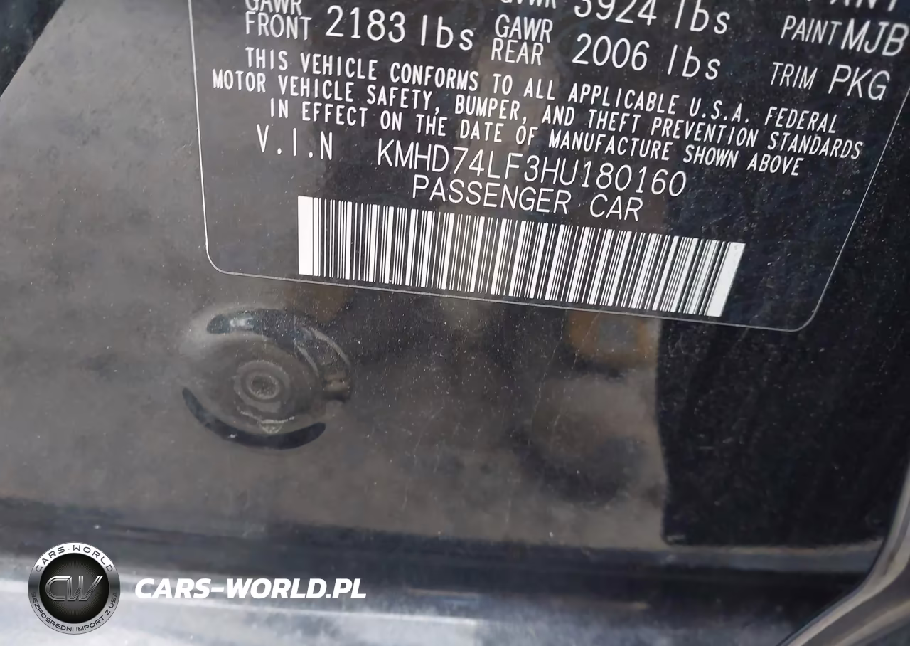 2017 Hyundai Elantra Se VIN:KMHD74LF3HU180160 - 9