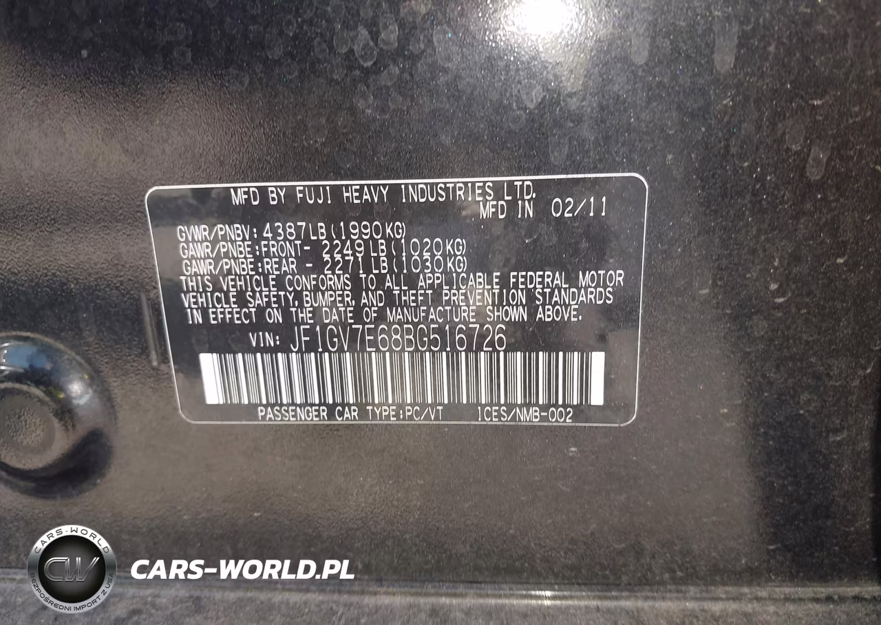2011 Subaru Impreza Wrx VIN:JF1GV7E68BG516726 - 9