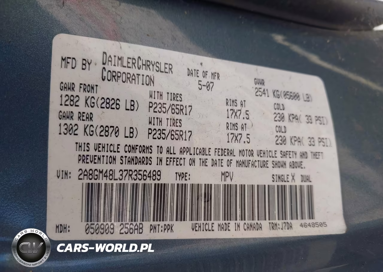 2007 Chrysler Pacifica VIN:2A8GM48L37R356489 - 9