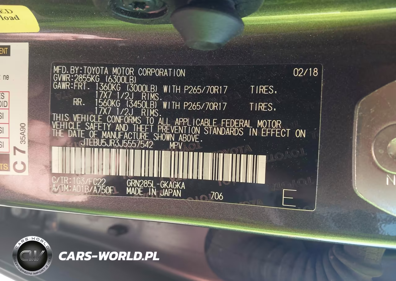 2018 Toyota 4Runner Trd Off Road VIN:JTEBU5JR3J5557542 - 9