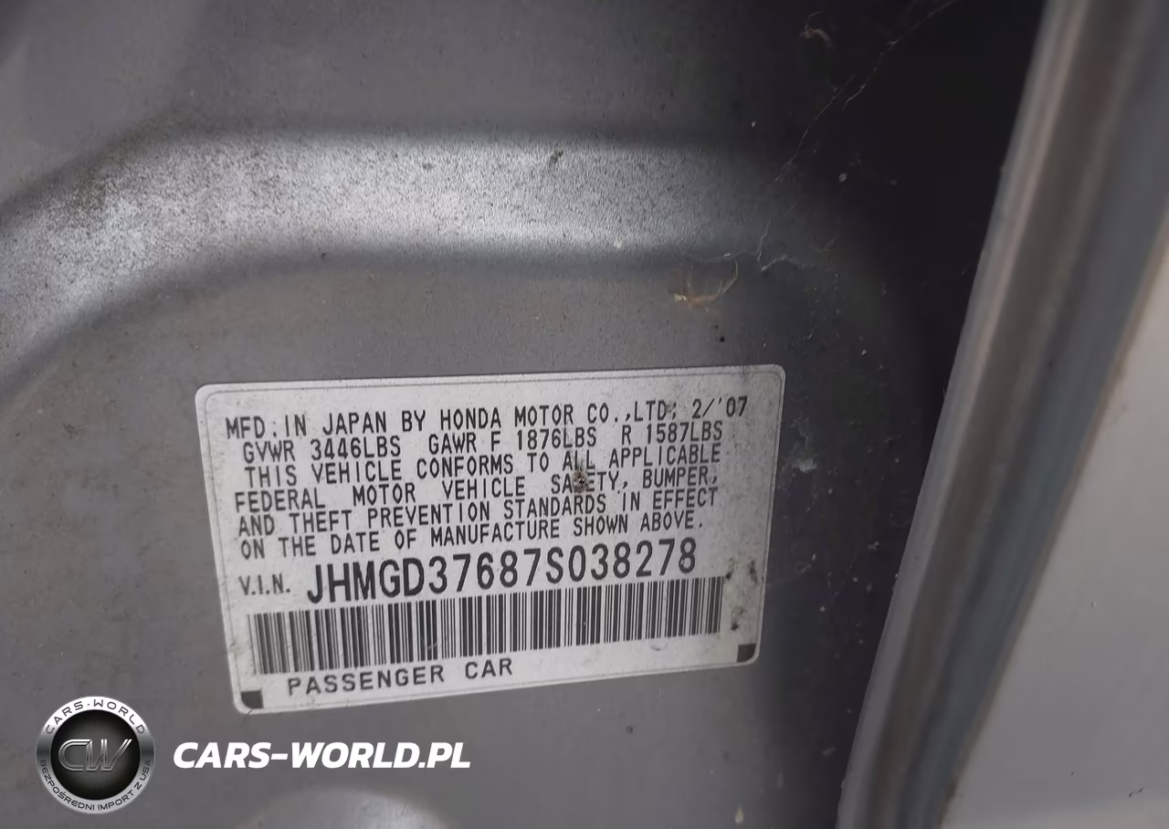 2007 Honda Fit Sport VIN:JHMGD37687S038278 - 9